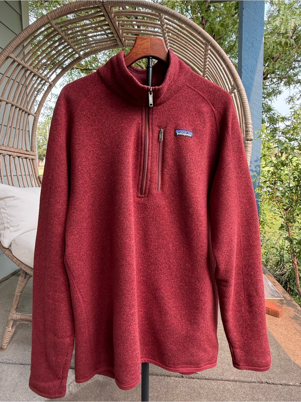 Men’s Patagonia Pull Over Fleece Jacket Sweater Burgundy/DeepRed Size XL